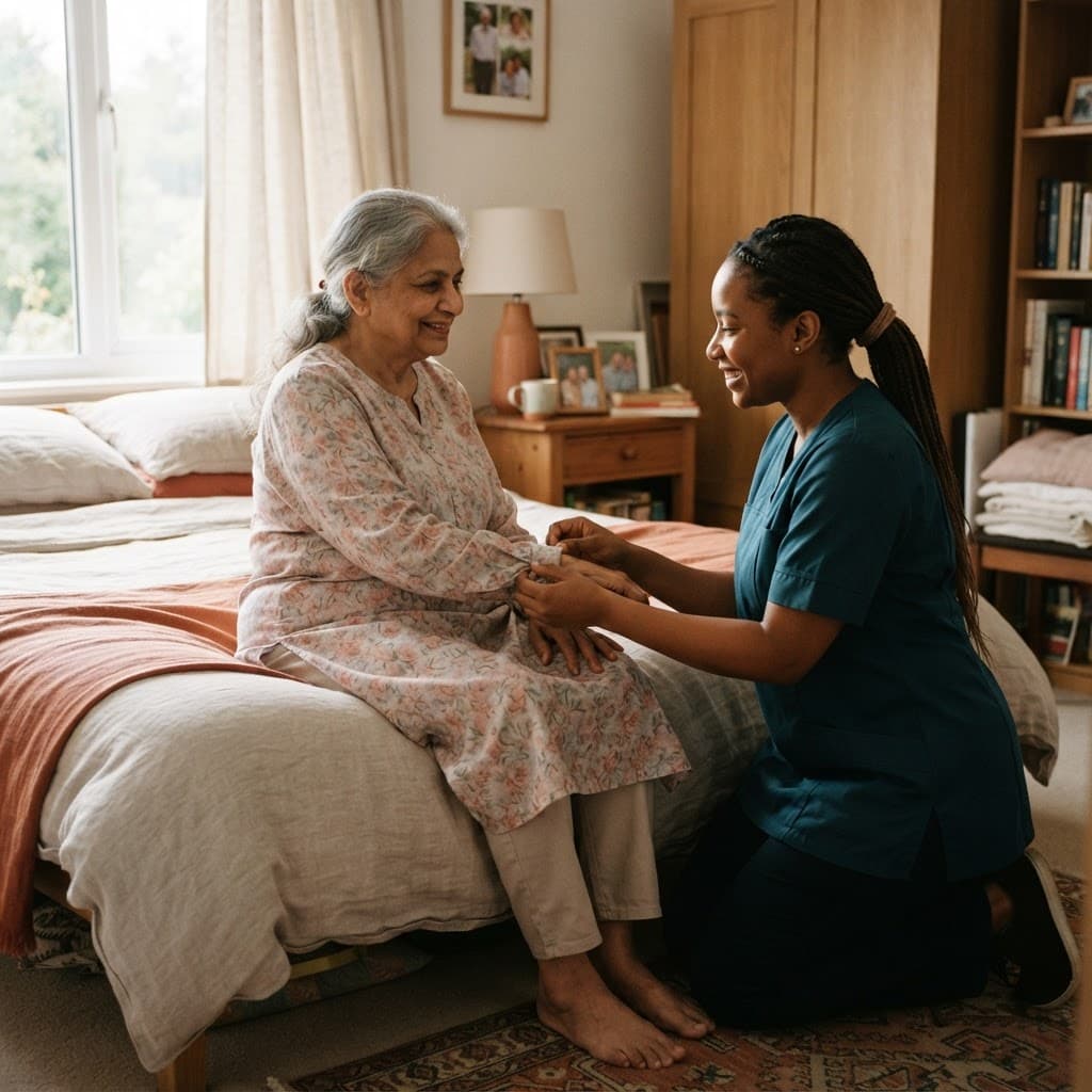 Personal assistance professional helping a client at home